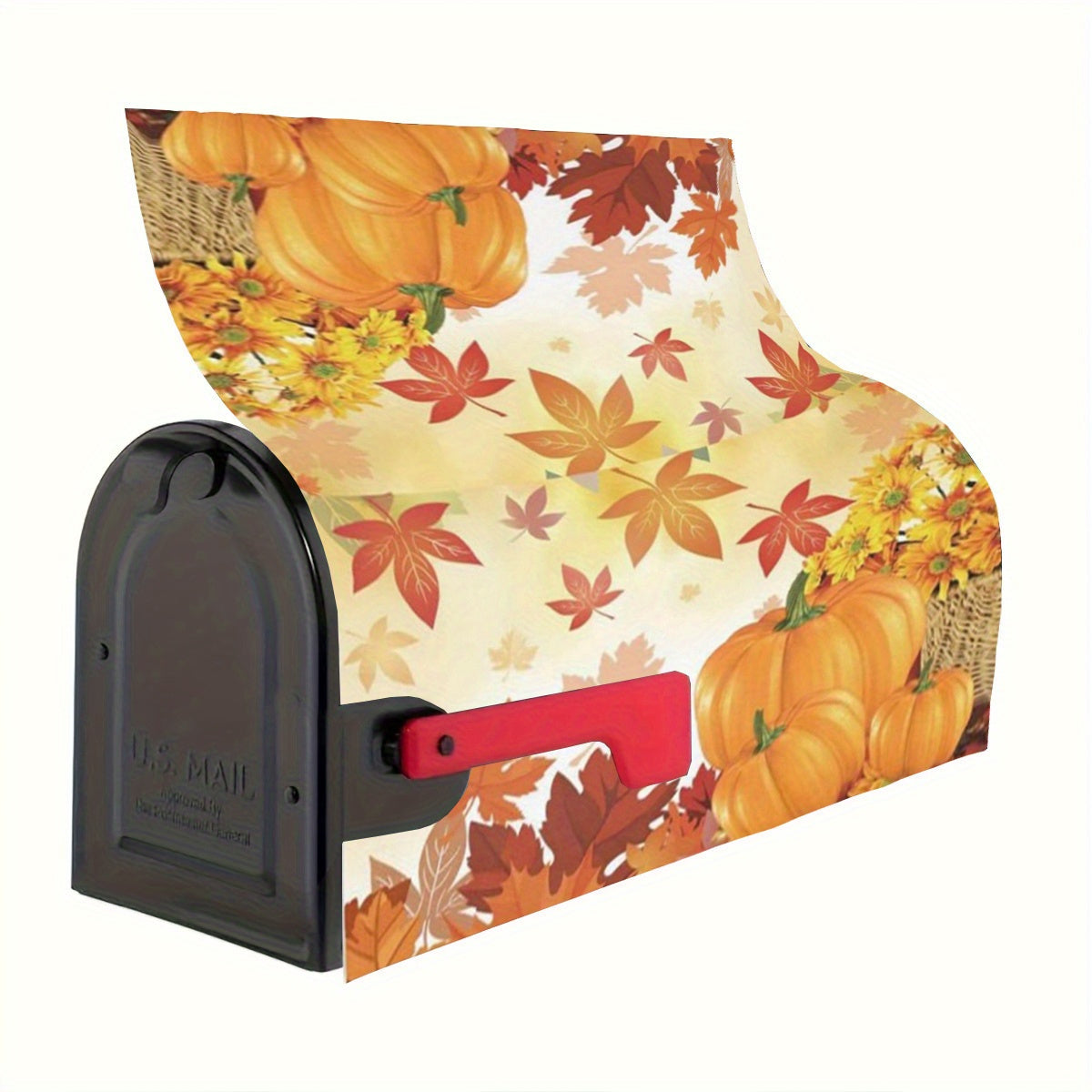 Autumn Harvest Magnetic Mailbox Cover - Durable Waterproof Mailbox Wrap with Maple Leaves & Pumpkin Design, Standard Size 21x18 Inches - Seasonal Mailbox Decoration for Garden Outdoor Use