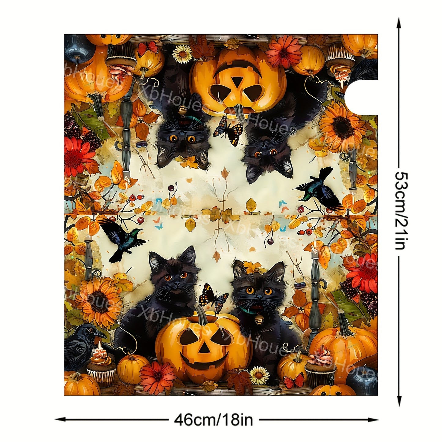 Autumn Charm Mailbox Cover - Sunflower, Pumpkin & Black Cat Design | Standard Size 21" x 18" | Perfect for Fall, Halloween & Thanksgiving Outdoor Decor