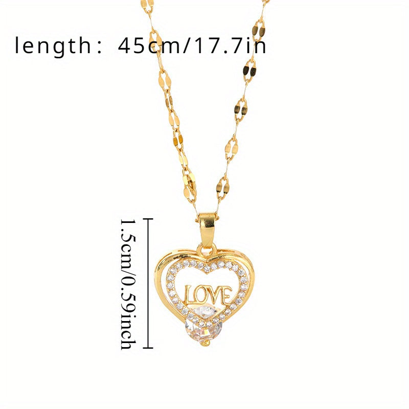 Hot Selling New Love "Love" Light Luxury Temperament Gorgeous zirconia Necklace Women's Versatile Collarbone Chain Titanium Steel Chain