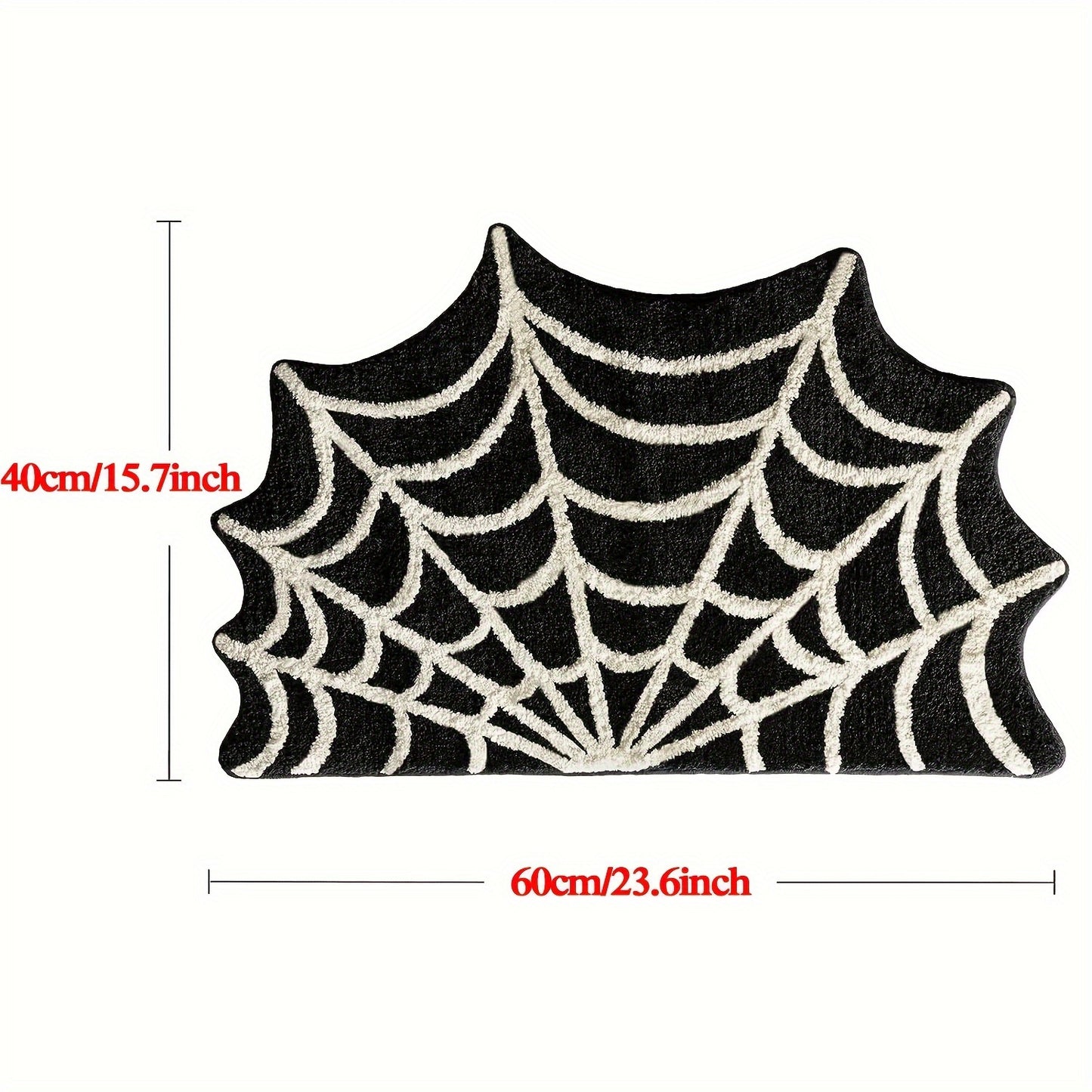 Halloween Black Spider Web Rug Gothic Home Decor Spiderweb Rug  Non-Slip Tufted Mats Machine Washable Goth Bath Mat Area Rugs for Halloween Front Door Porch Indoor