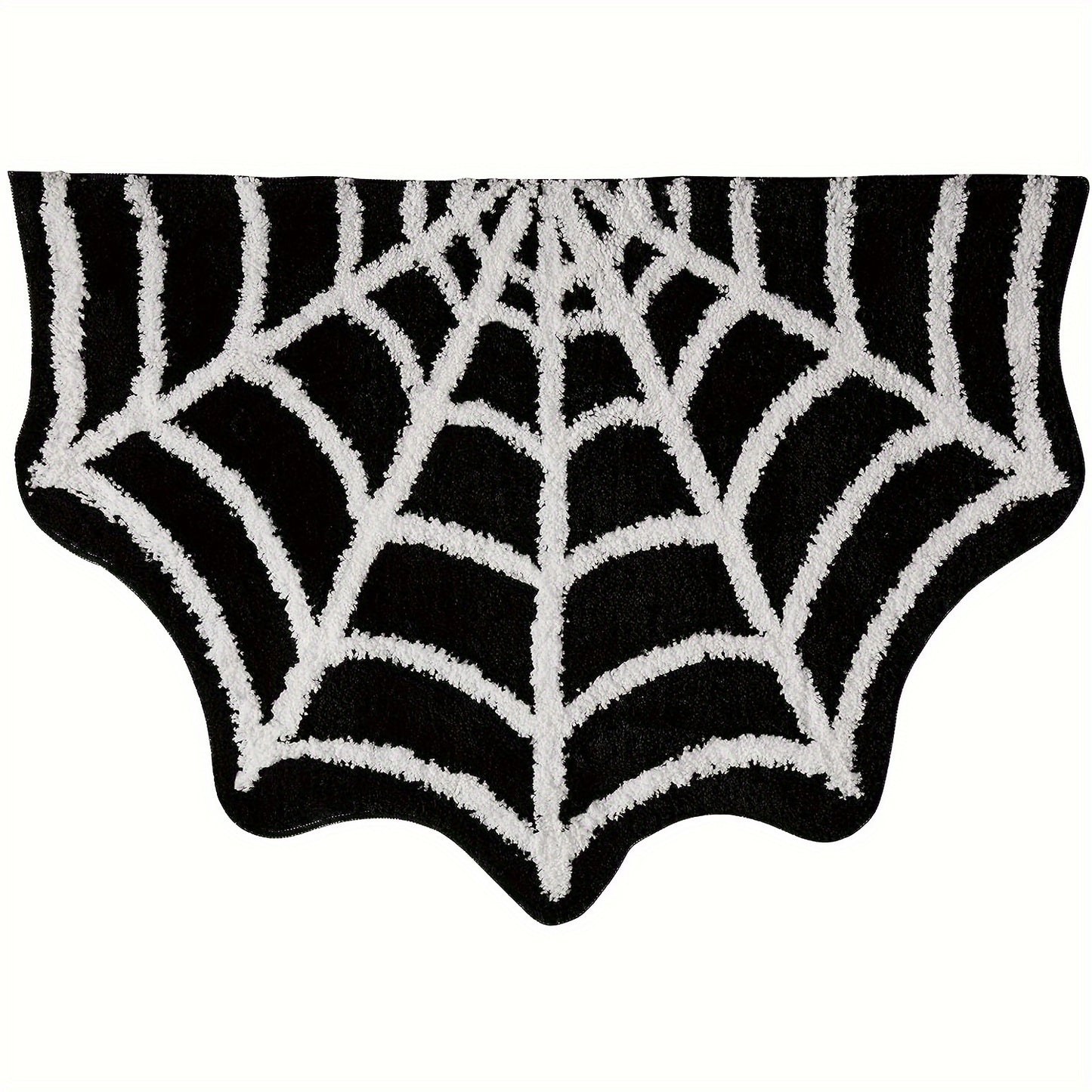 Halloween Black Spider Web Rug Gothic Home Decor Spiderweb Rug  Non-Slip Tufted Mats Machine Washable Goth Bath Mat Area Rugs for Halloween Front Door Porch Indoor