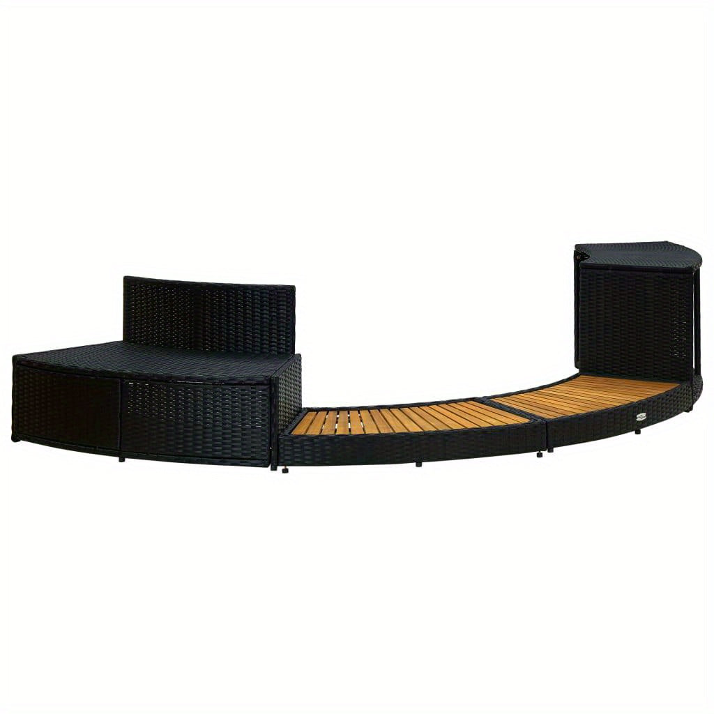 Spa Surround with Poly Rattan for Hot Tub Steel Frame and Weatherproof Acacia Wood - Elegant Outdoor Spa Enclosure for All- Weather Relaxation