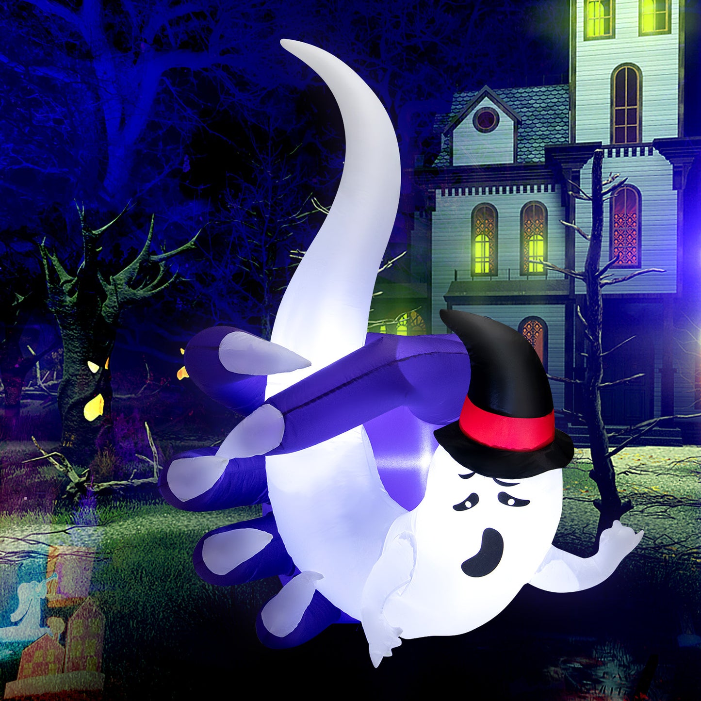 MAXMASS 6 FT Halloween Inflatable Ghost with Sharp Claws w/ Built-in Blower & LED Lights