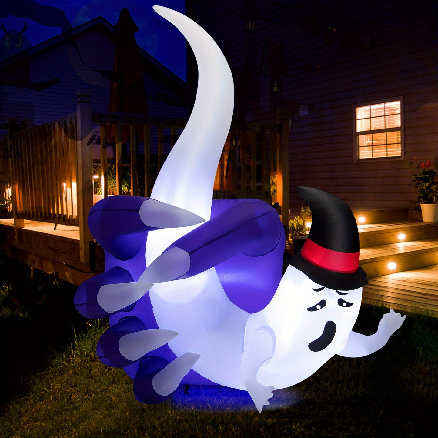 MAXMASS 6 FT Halloween Inflatable Ghost with Sharp Claws w/ Built-in Blower & LED Lights