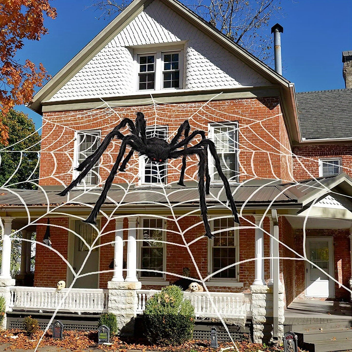 Giant 3ft Halloween Spider with Adjustable Legs - Realistic Black Plush Cobweb Decor for Haunted House, Yard & Party - Durable & Reusable