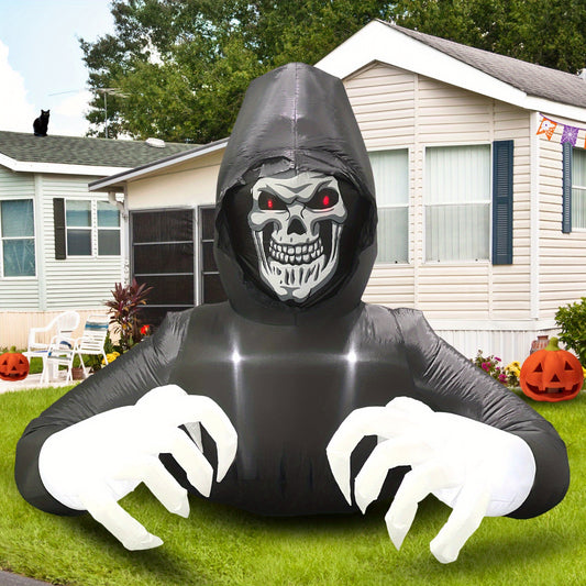 Grim Reaper Inflatable Halloween Decorations Outside 6FT Giant Scary Blow Up Skeleton Spooky Ghost Yard Decor Inflatables Built in LED Lights for Indoor and Outdoor Lawn Garden Party Holiday