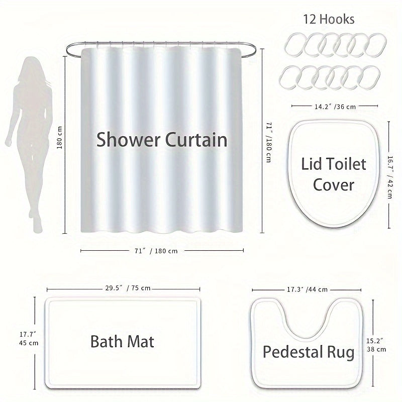 Elegant Letter Butterfly Bath Curtain Set with Rug and Accessories