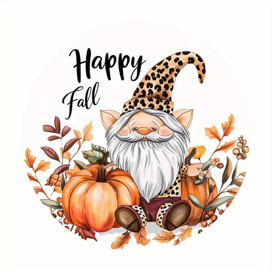 Happy Fall Gnome Decorative Magnet - Festive Halloween Pumpkin Decor, 7.9in / 20cm, HD Print, No Adhesive, Suitable for Wall, Door, or Fridge