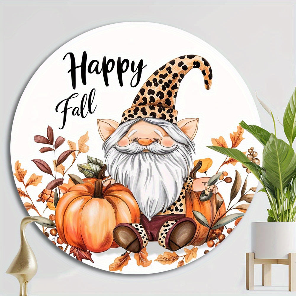 Happy Fall Gnome Decorative Magnet - Festive Halloween Pumpkin Decor, 7.9in / 20cm, HD Print, No Adhesive, Suitable for Wall, Door, or Fridge