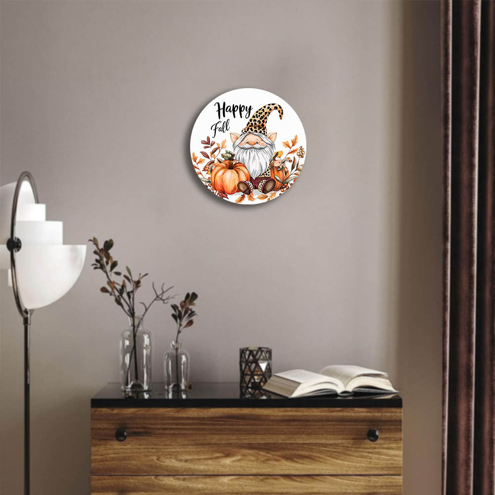 Happy Fall Gnome Decorative Magnet - Festive Halloween Pumpkin Decor, 7.9in / 20cm, HD Print, No Adhesive, Suitable for Wall, Door, or Fridge