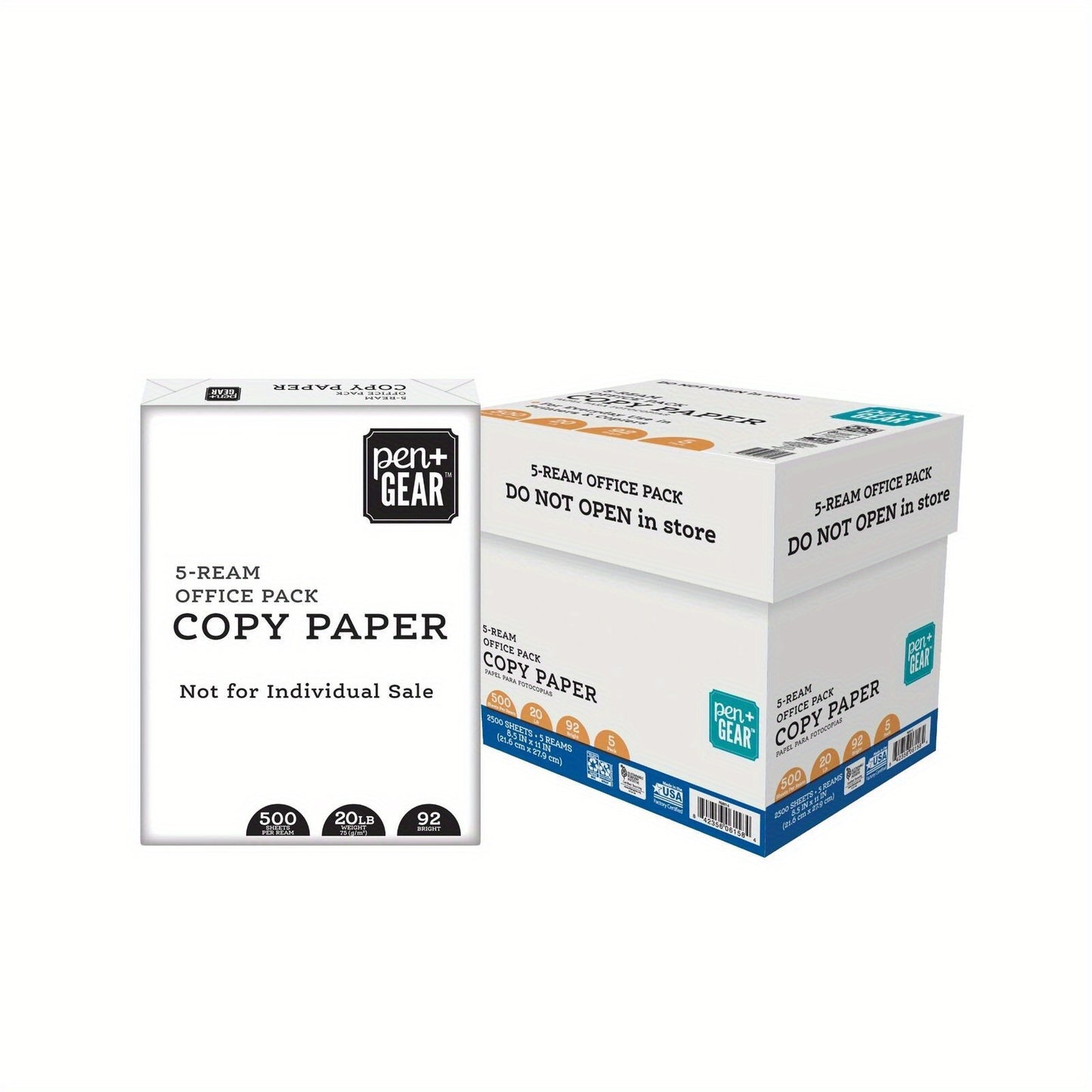 Copy Paper, 8.5" x 11", 92 Bright, 20 lb., 5 Ream Case (2,500 Sheets)