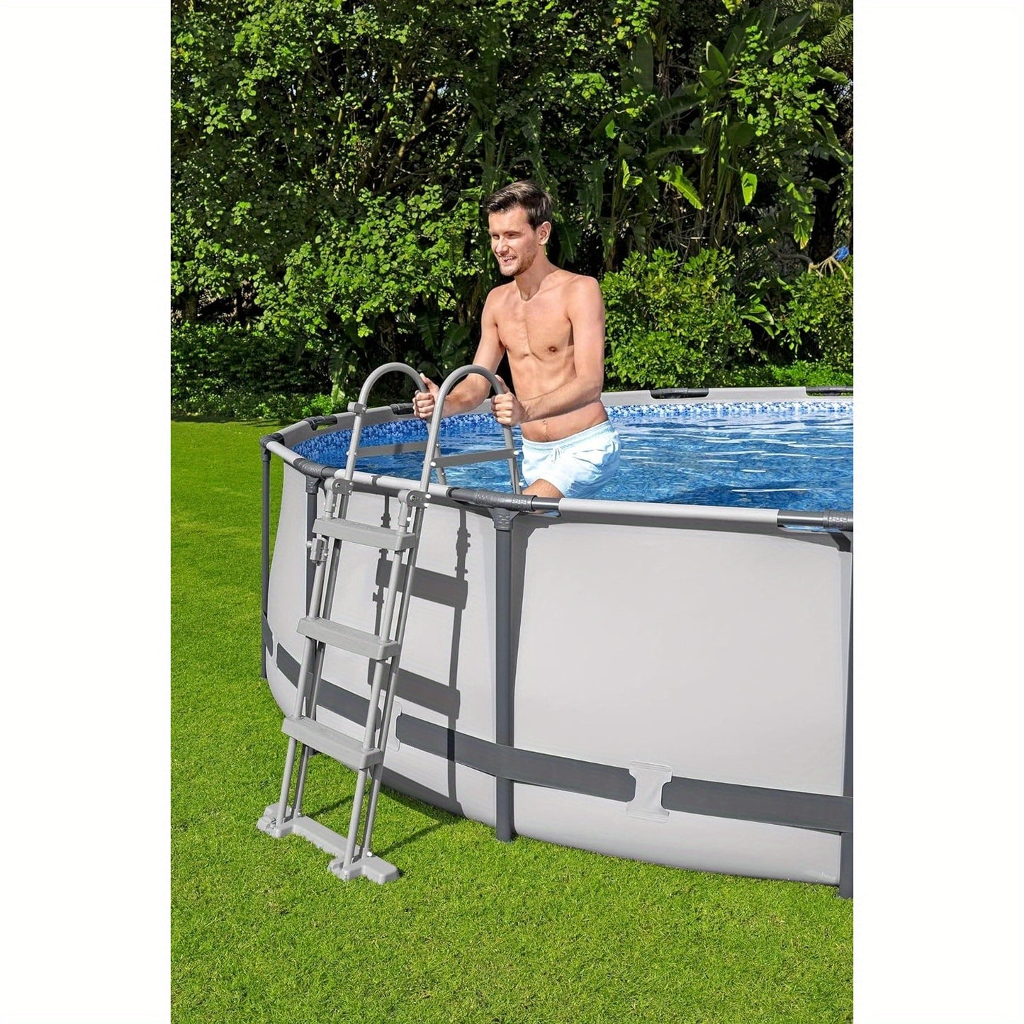 15" x 42" Round Above Ground Swimming Pool Set Outdooor Metal Frame Family Pool with Filter Pump, Ladder, and Cover