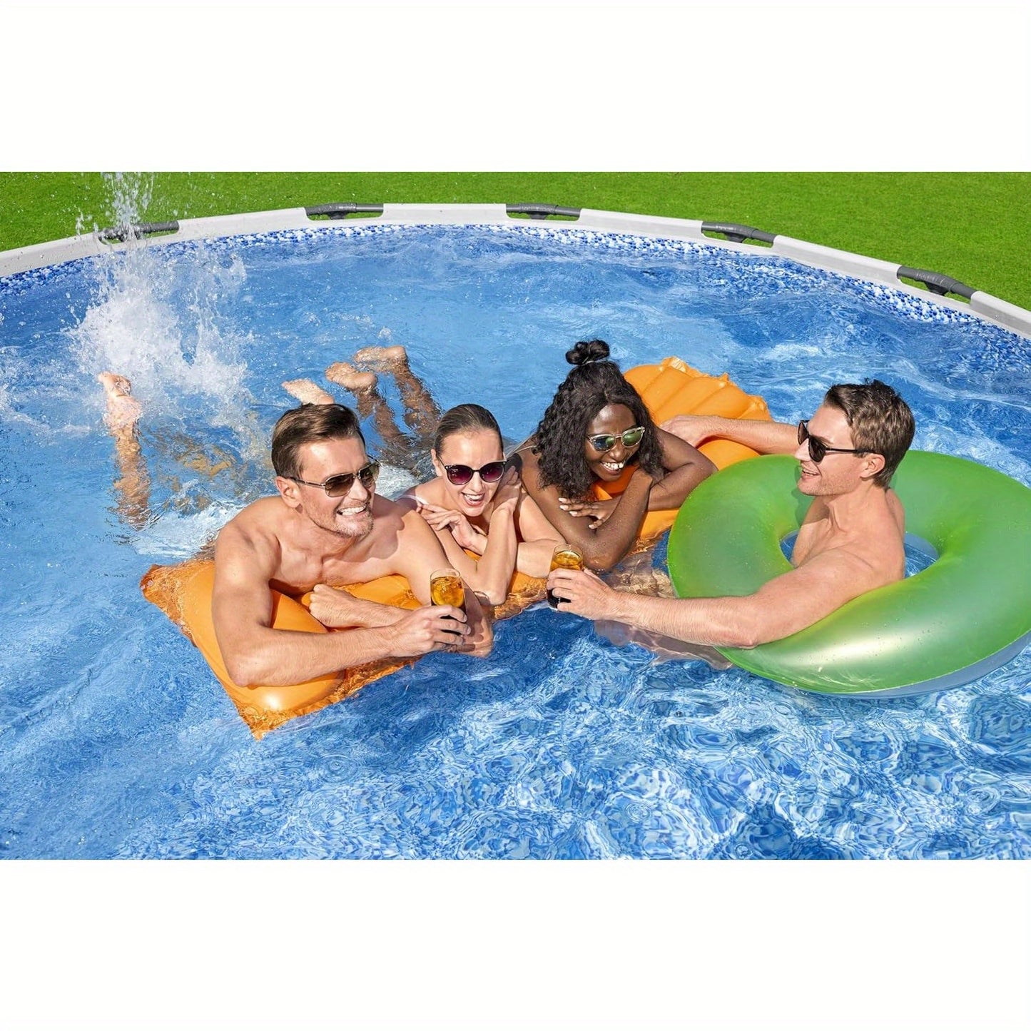 15" x 42" Round Above Ground Swimming Pool Set Outdooor Metal Frame Family Pool with Filter Pump, Ladder, and Cover