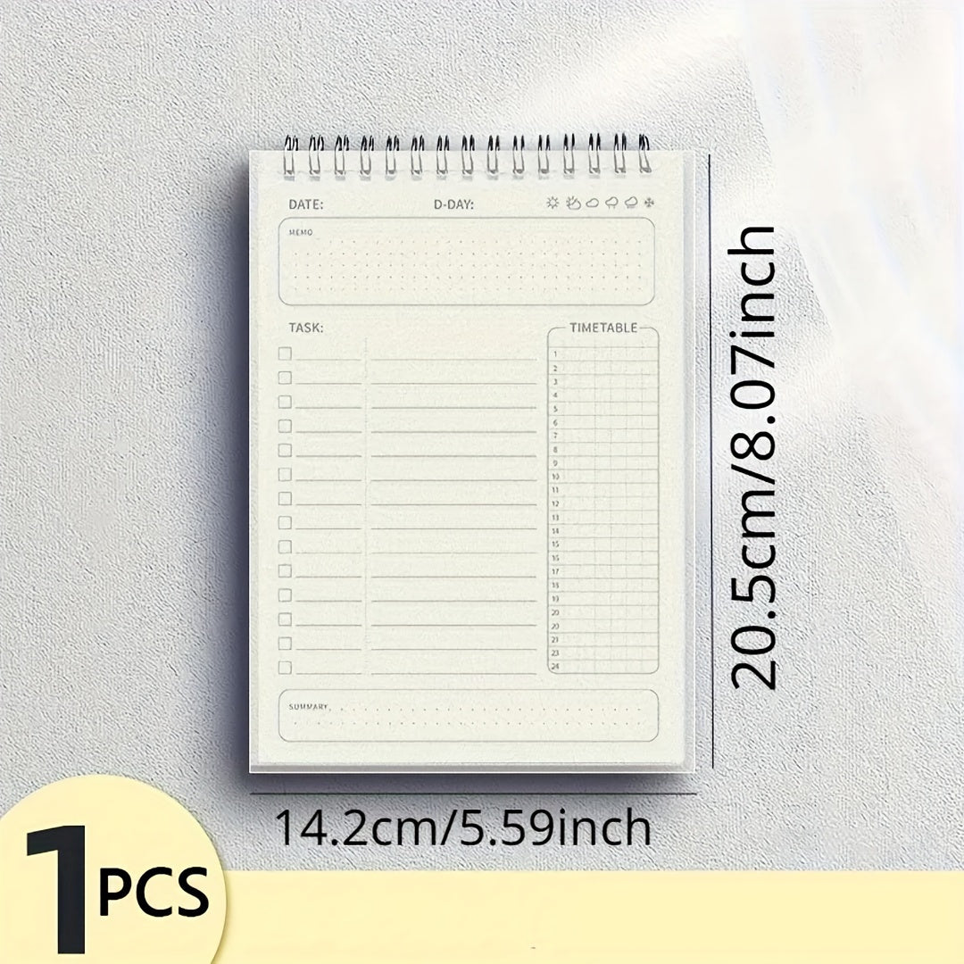 An A5-sized spiral planning schedule notebook, containing daily plans and to-do lists, a total of 160 pages, thick office school supplies and stationery