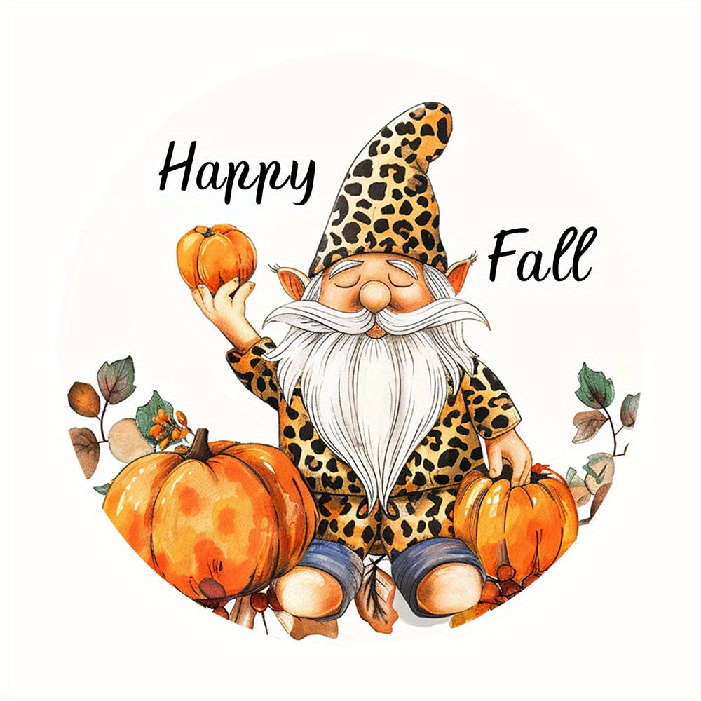 Happy Fall Gnome Decorative Magnet - 7.9in / 20cm - HD Printing - No Adhesive - Perfect for Fall Decor