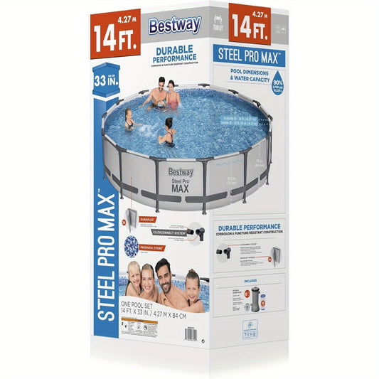 Steel Pro MAX 14' x 33" Round Above Ground Pool Set | Includes 530gal Filter Pump