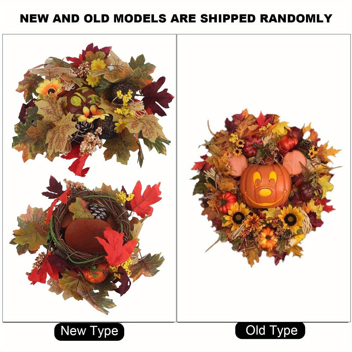 Halloween Pumpkin Wreath, Fall Wreath, Fall Artificial Pumpkin Wreath for Front Door with Pumpkins Artificial Maples Sunflower for Halloween Autumns Harvest Holiday Festival Livingroom Decor