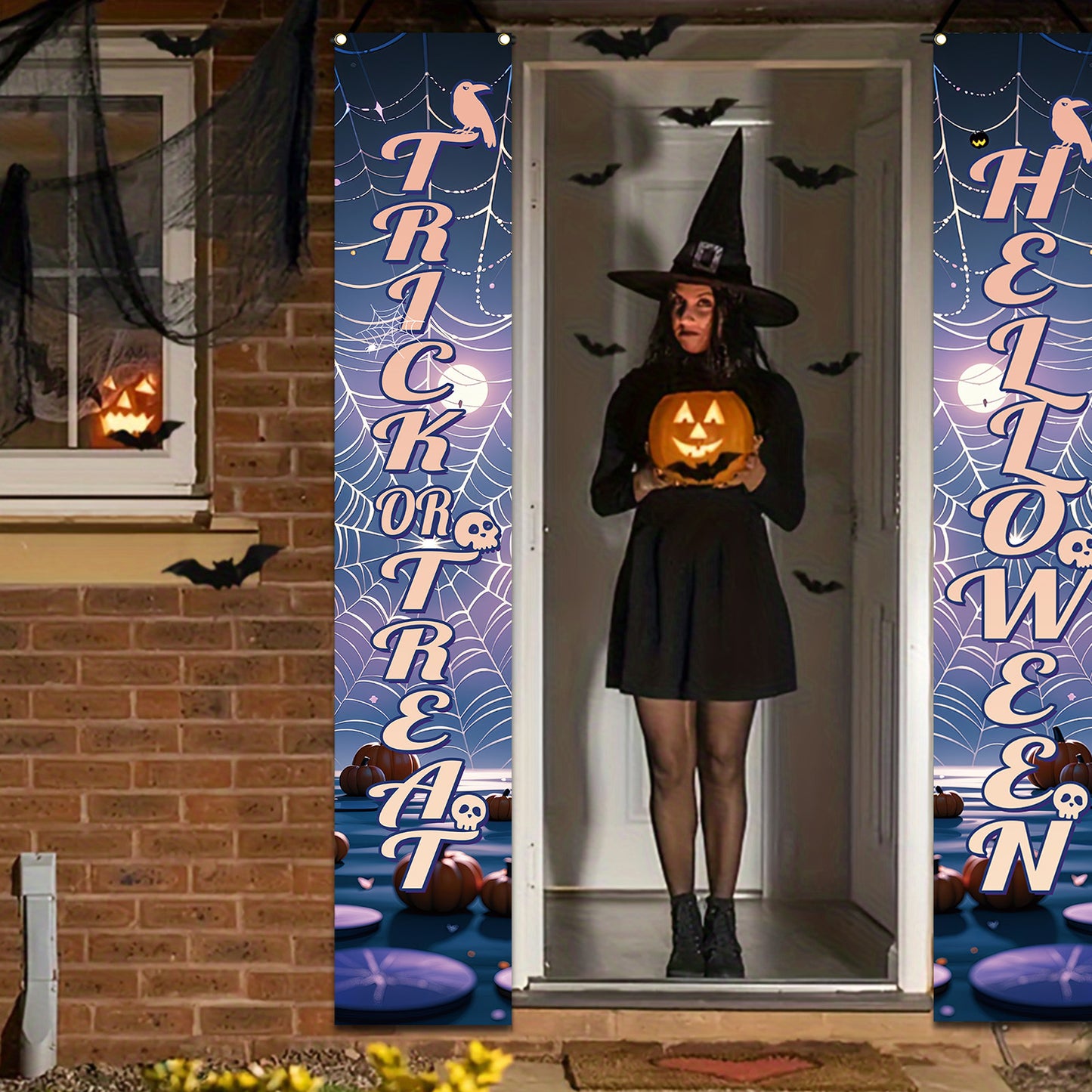 Festive Halloween Spider Web Door Banners - 180cm x 30cm (70.8" x 11.8") - No Power Required - Outdoor Party Decorations - Perfect for Entry, Garden, and Multi-Purpose Use