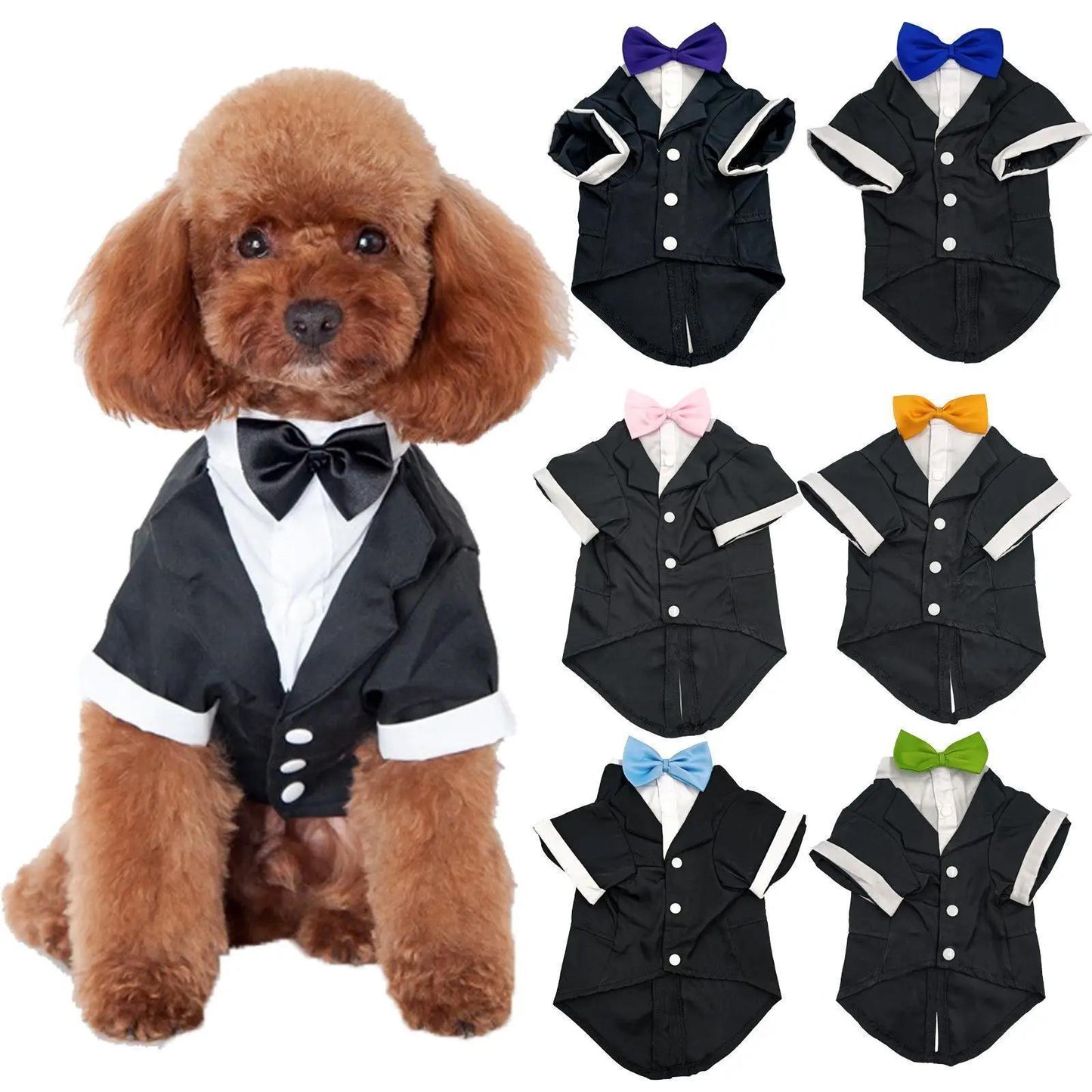 Chic British-Style Dog Tuxedo With Bowtie - Breathable Cotton/Polyester, Perfect For Weddings & Special Occasions - Ideal For Medium Breeds