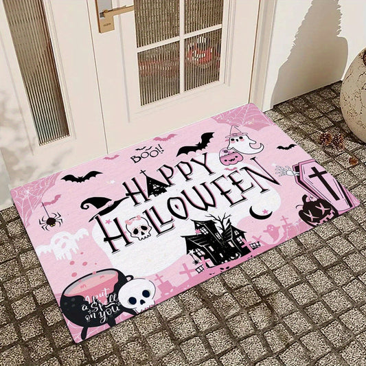 1PC Halloween Bat Pattern Kitchen Rug, Stain Resistant Rug, Entrance Rug, Bedroom, Living Room, Bathroom Floor Mat, Family Room Decoration Rug, Home Decor