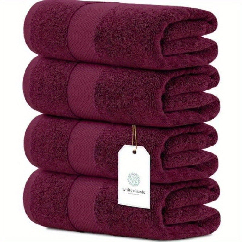 Luxury Bath Towels Set of 4 Large 700 GSM Cotton Ultra Soft Bath Towels 27x54 inch Highly Absorbent and Quick Dry Wine Red