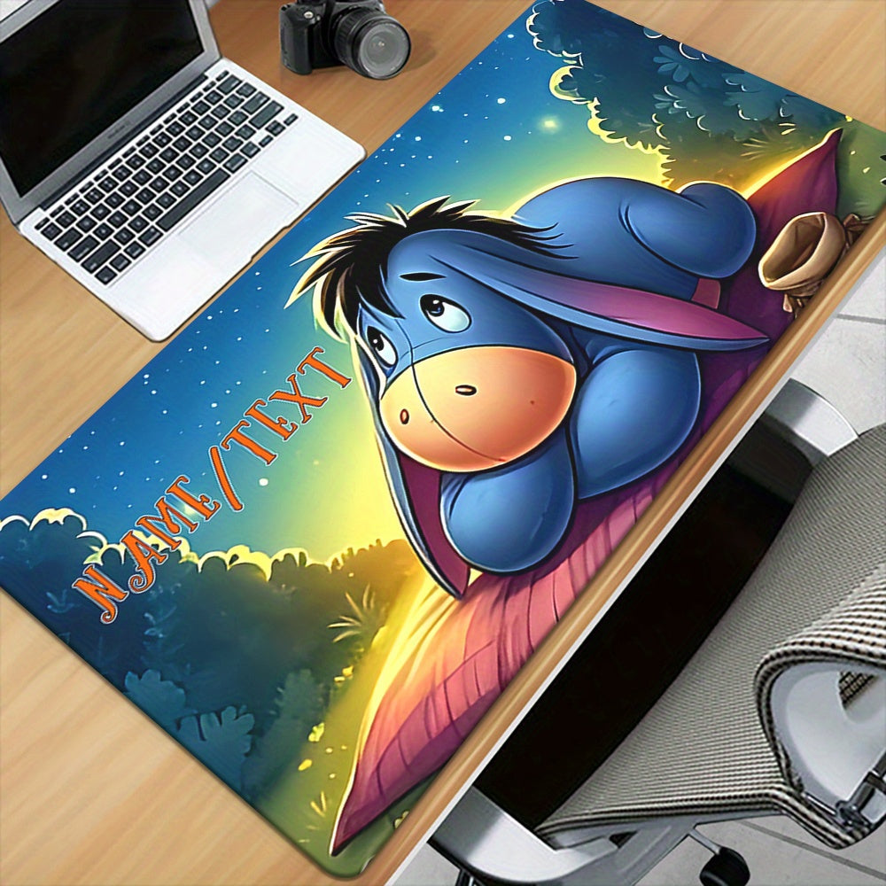 Customizable Eeyore Large Gaming Mousepad - Personalized Text & Name, Soft Rubber Desk Mat for Gamers and Office Use