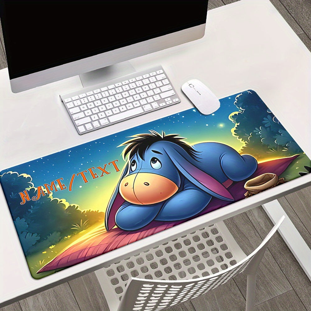 Customizable Eeyore Large Gaming Mousepad - Personalized Text & Name, Soft Rubber Desk Mat for Gamers and Office Use