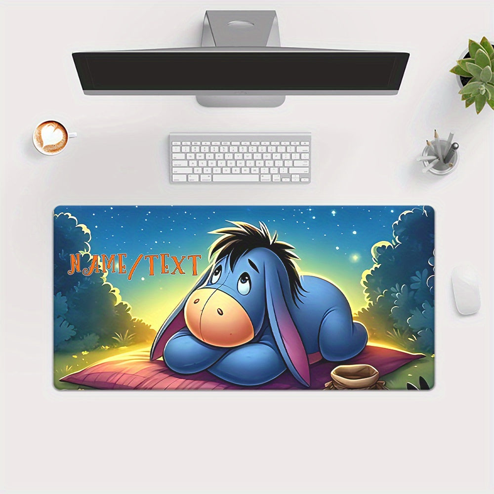 Customizable Eeyore Large Gaming Mousepad - Personalized Text & Name, Soft Rubber Desk Mat for Gamers and Office Use