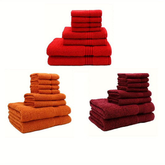 8pc Pakistan 100% cotton bath towel set, 2 bath towels +2 towels +4 square towels, soft cotton bath towel plus size Super absorbent bathroom bath towel set quick-drying plus size family hotel shower towel.