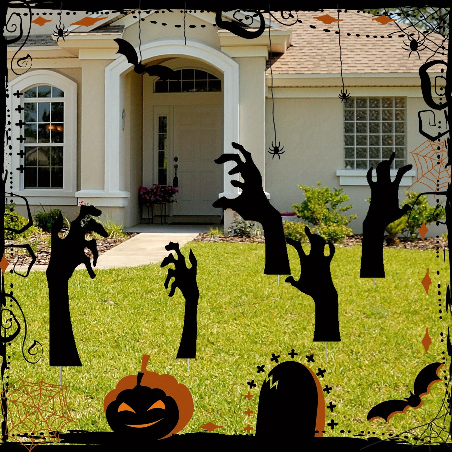 Halloween Decorations 5PCS Black Hands Yard Signs Stakes Lawn Decorations Signs Black Hands for Garden Yard Scary Halloween Party Supplies Props Outdoor Decorations