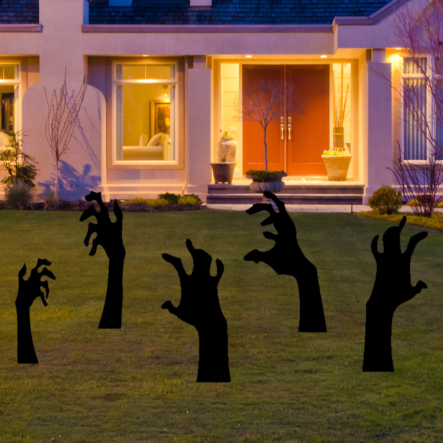 Halloween Decorations 5PCS Black Hands Yard Signs Stakes Lawn Decorations Signs Black Hands for Garden Yard Scary Halloween Party Supplies Props Outdoor Decorations