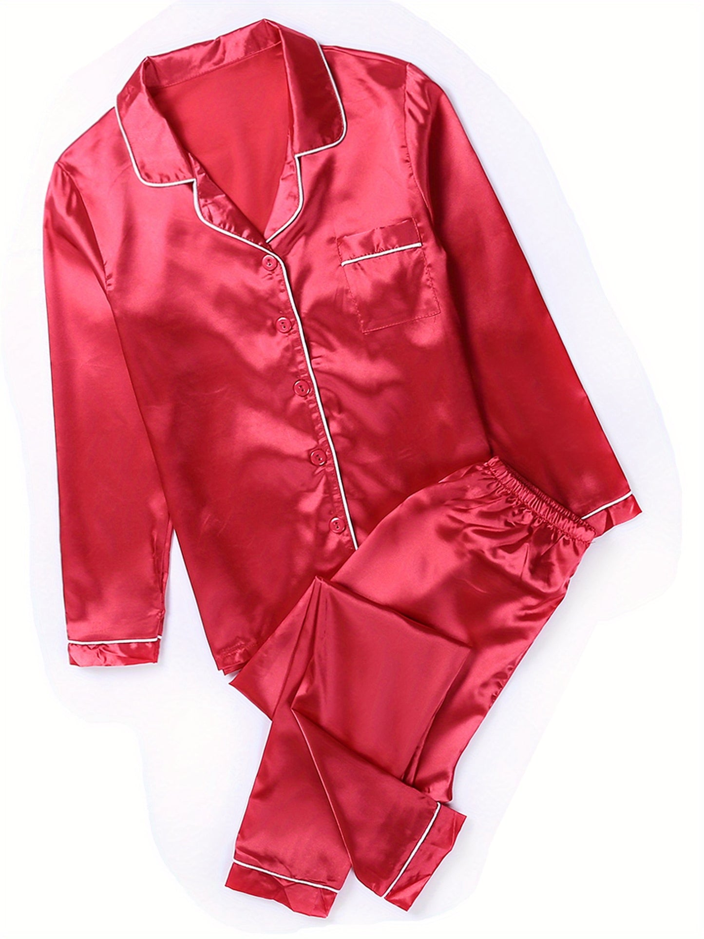 Button Up Pajama Set For Women Long Sleeve Shirt And Pajama Pants Soft Pjs Lounge Sets