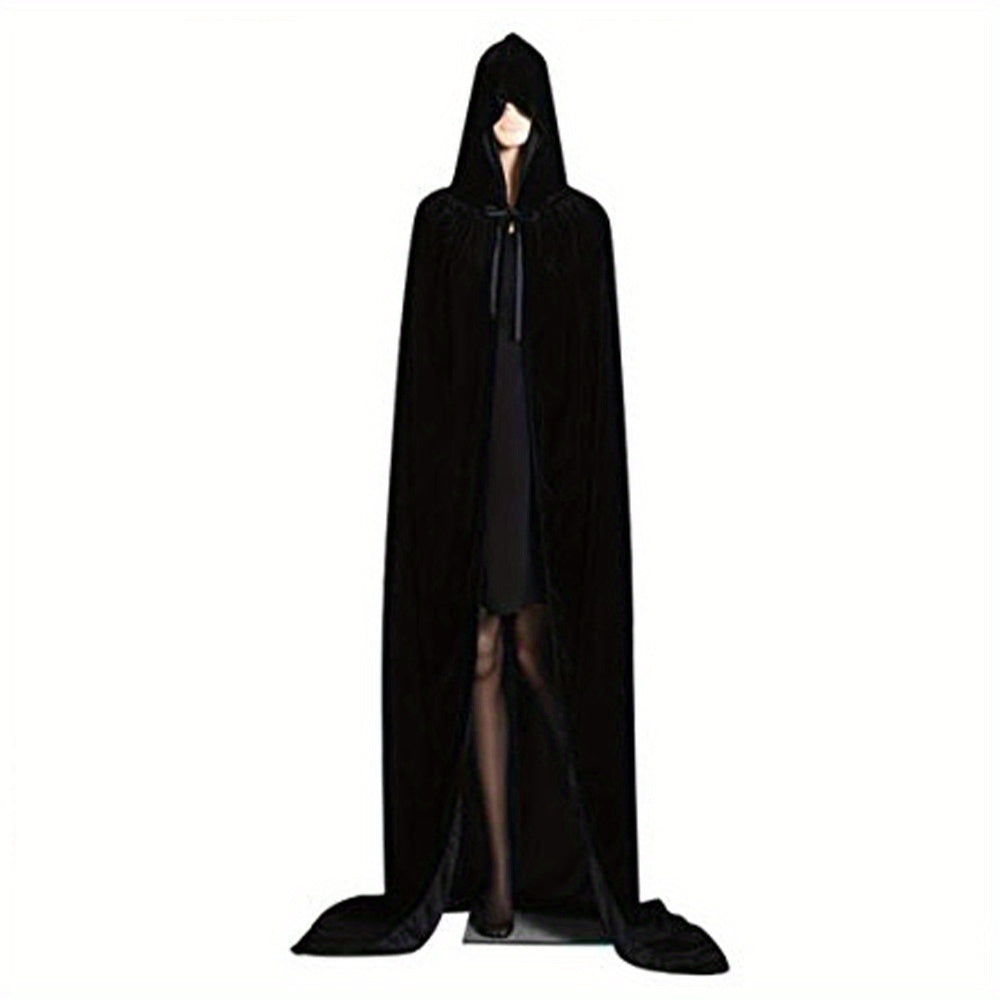 ESENAR Adult Witch Costume Set for Women - Boho Style Polyester and Spandex Hooded Cape Dress with Necklace, Broomstick, Striped Tights, Wizard Hat, and Wig - Complete Halloween Outfit Kit