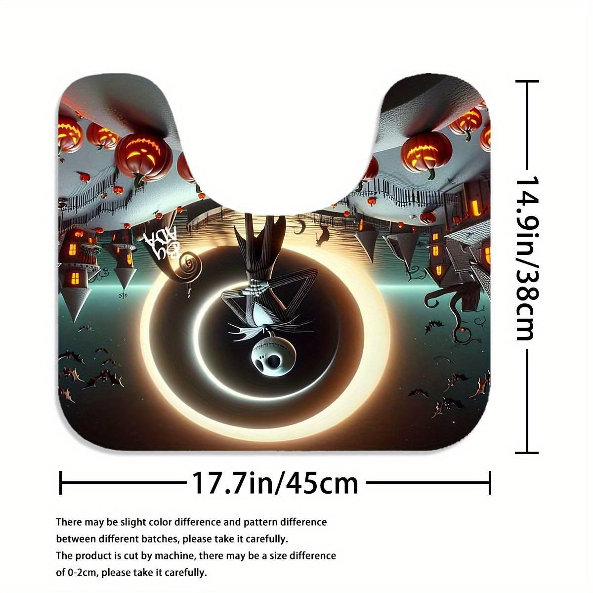 JIT Disney Halloween The Nightmare Before Christmas 1/4pcs shower curtain set with 12 hooks, waterproof shower curtain, non-slip bath mat, toilet seat cover, U-shaped rug, machine washable bathroom cartoon decoration set