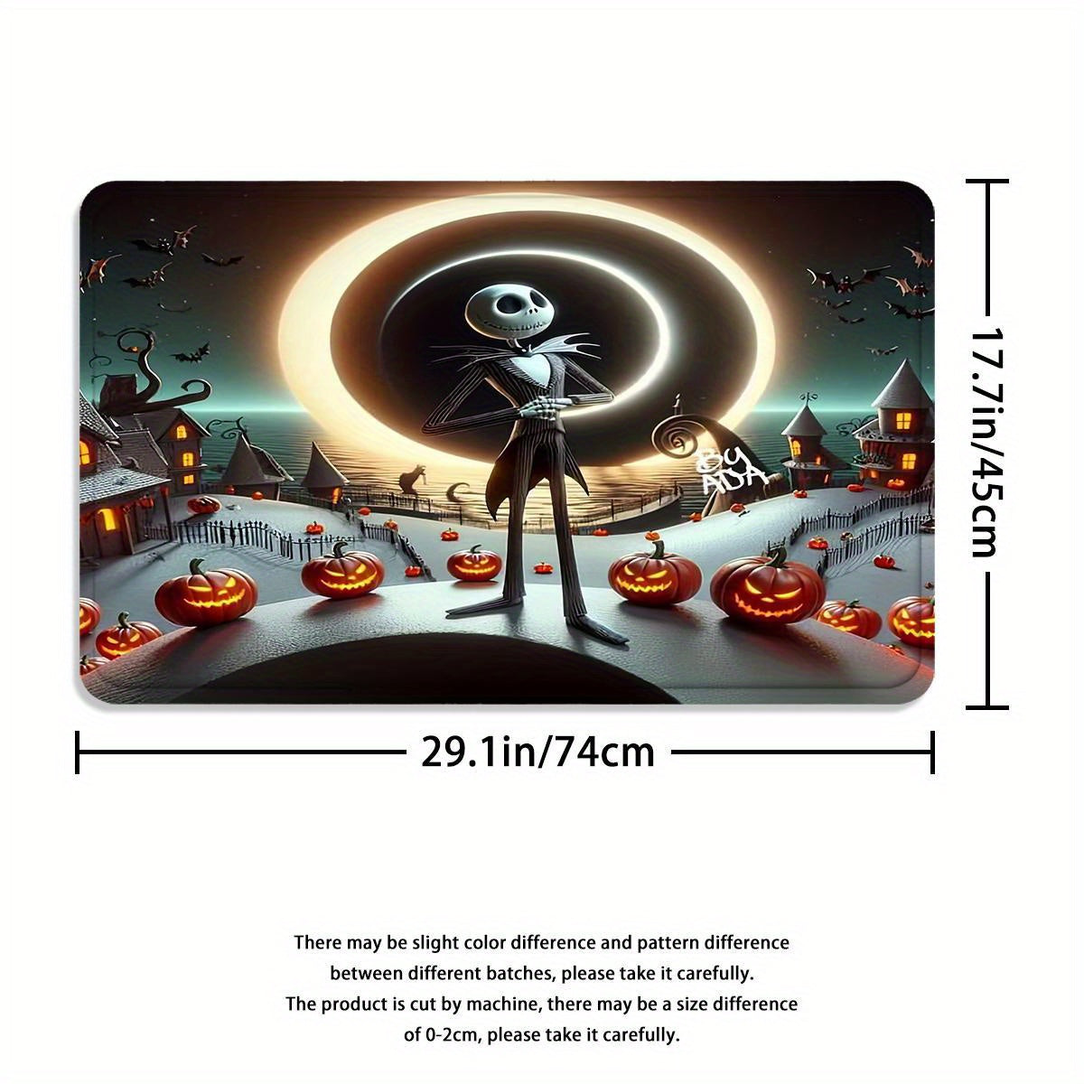 JIT Disney Halloween The Nightmare Before Christmas 1/4pcs shower curtain set with 12 hooks, waterproof shower curtain, non-slip bath mat, toilet seat cover, U-shaped rug, machine washable bathroom cartoon decoration set