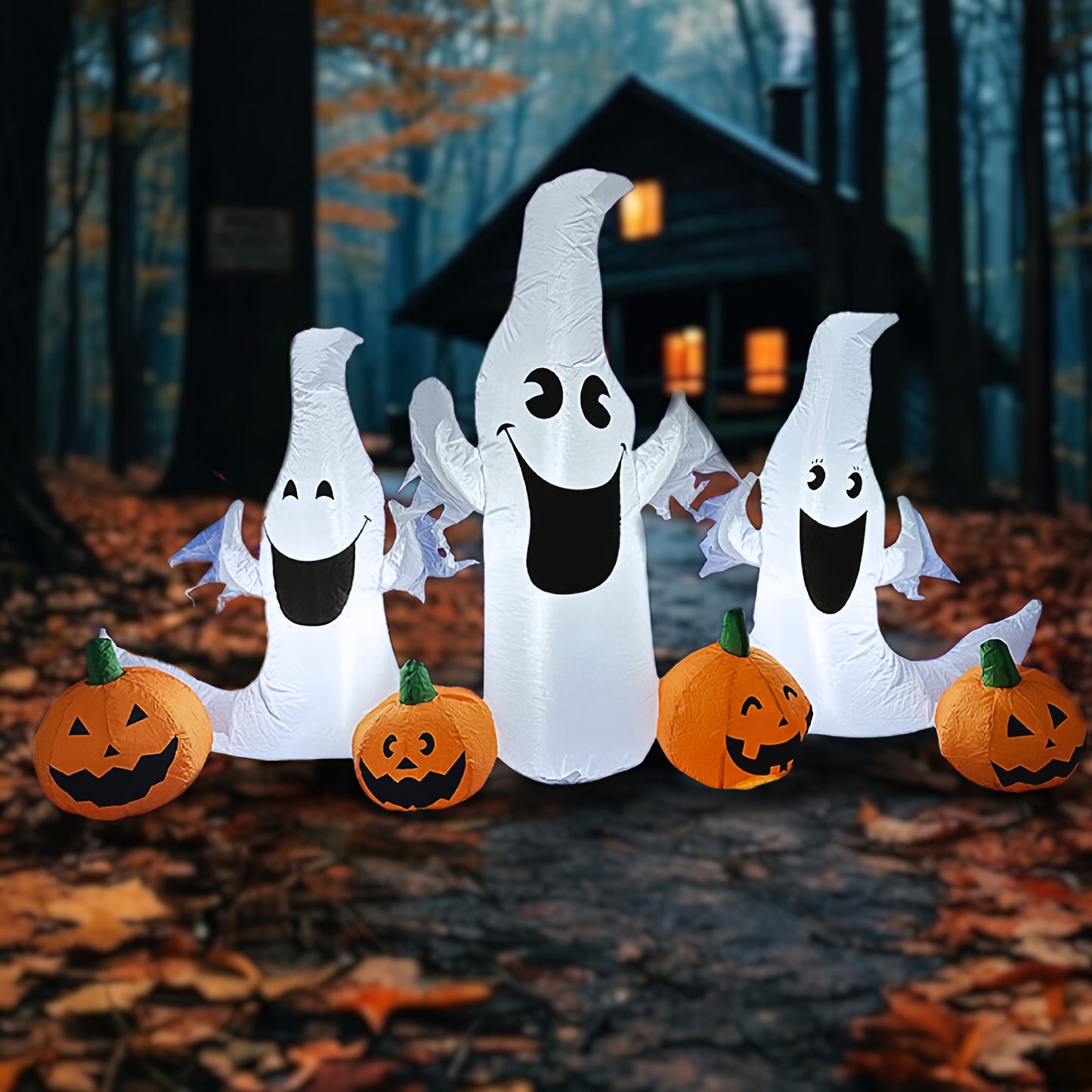 Halloween Decorations Outdoor Inflatable 7.5ft LED Halloween Inflatable Pumpkin Ghost Outdoor Yard Decor for Spooky Fun