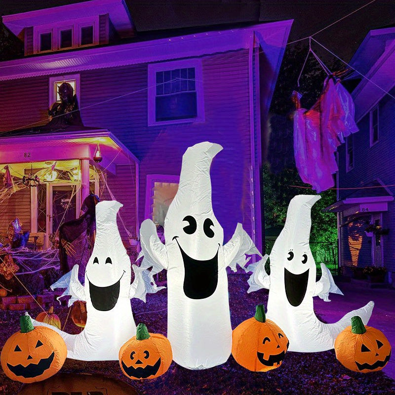 Halloween Decorations Outdoor Inflatable 7.5ft LED Halloween Inflatable Pumpkin Ghost Outdoor Yard Decor for Spooky Fun