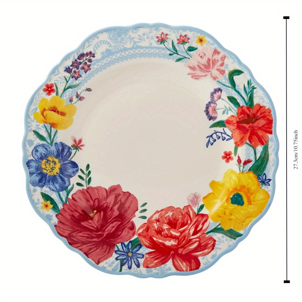 12-Piece Brilliant Blooms Stoneware Dinnerware Set