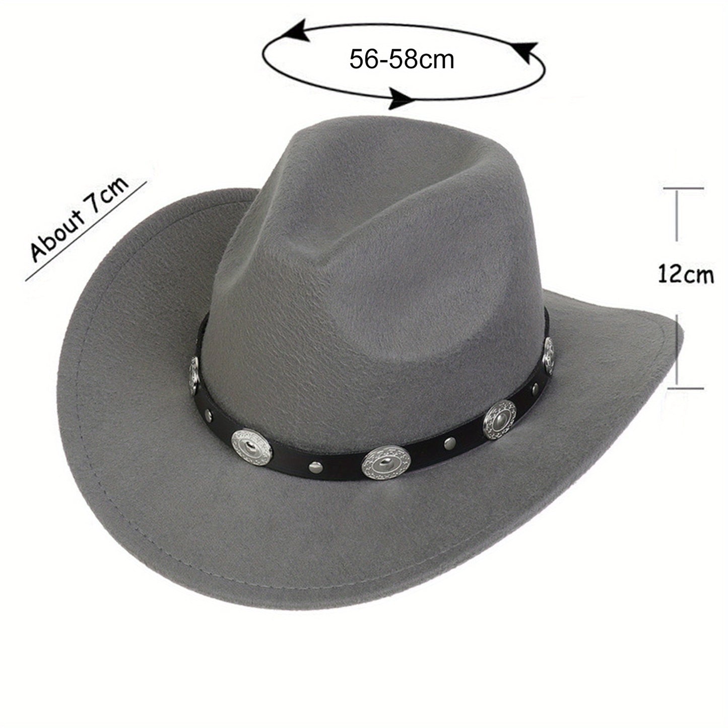 Western Cowboy Hat for Men Women Retro Classic Cowgirl Hats Felt Fedoras Cap Cowgirl Jazz Hats with Belt Buckle