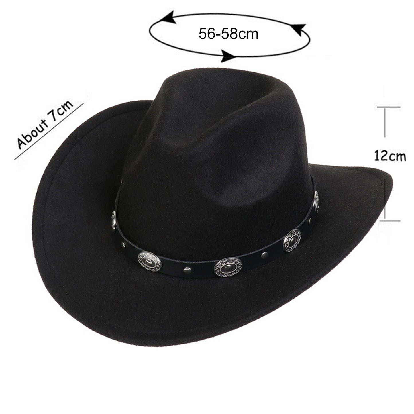 Western Cowboy Hat for Men Women Retro Classic Cowgirl Hats Felt Fedoras Cap Cowgirl Jazz Hats with Belt Buckle