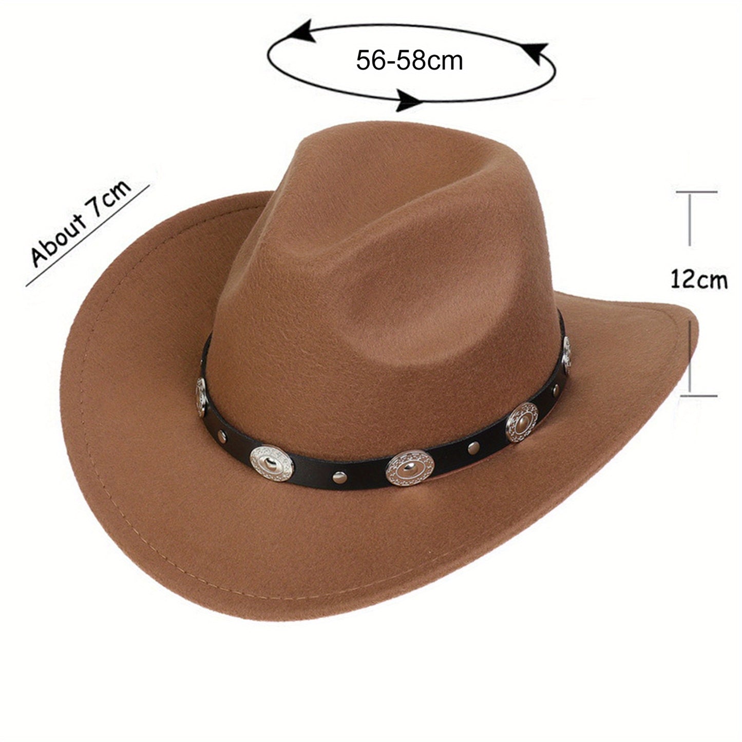 Western Cowboy Hat for Men Women Retro Classic Cowgirl Hats Felt Fedoras Cap Cowgirl Jazz Hats with Belt Buckle