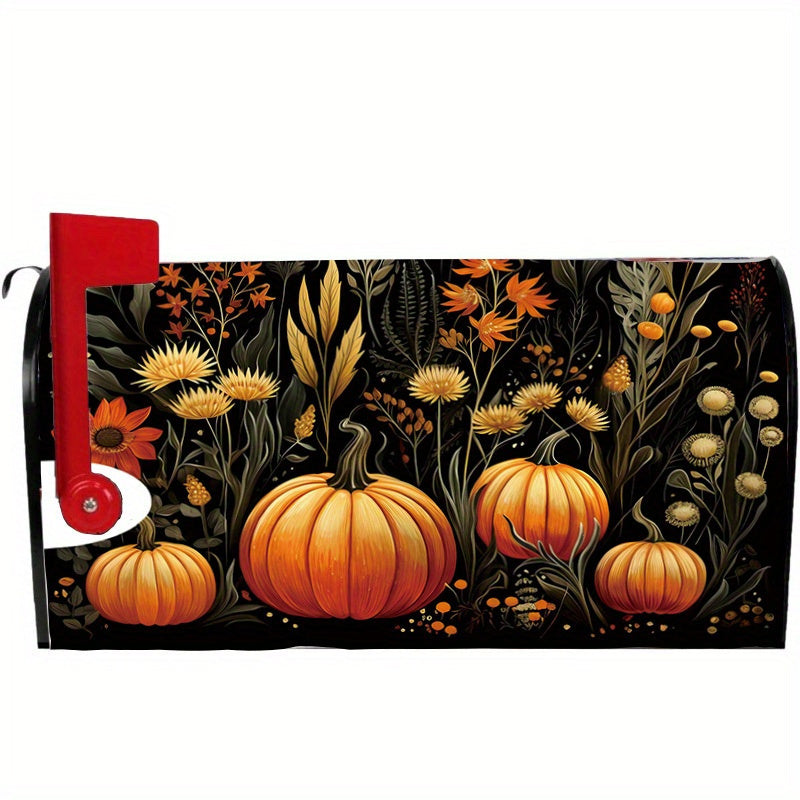 Magnetic Mailbox Cover with Autumn Pumpkin Design - Standard Size 21x18 Inch - Durable, Weatherproof Decoration for Yard and Outdoor Garden Mailboxes - 1pc