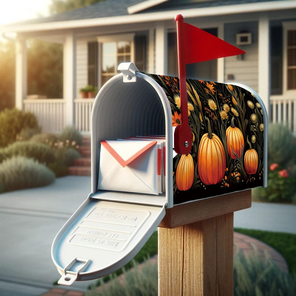 Magnetic Mailbox Cover with Autumn Pumpkin Design - Standard Size 21x18 Inch - Durable, Weatherproof Decoration for Yard and Outdoor Garden Mailboxes - 1pc