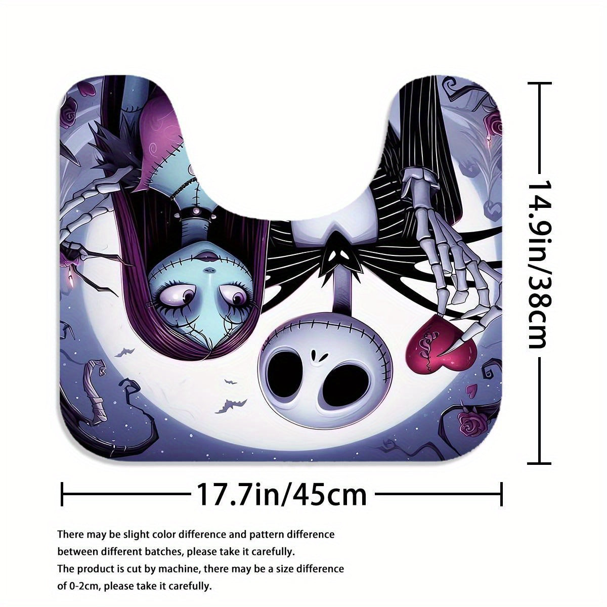 JIT Jack Skellington 1/4pcs Home Decor Shower Curtain Set, Waterproof Shower Curtain with 12 Hooks, Non-slip Bathroom Rug, Toilet U-Shaped Mat, Toilet Lid Mat, Bathroom Decor