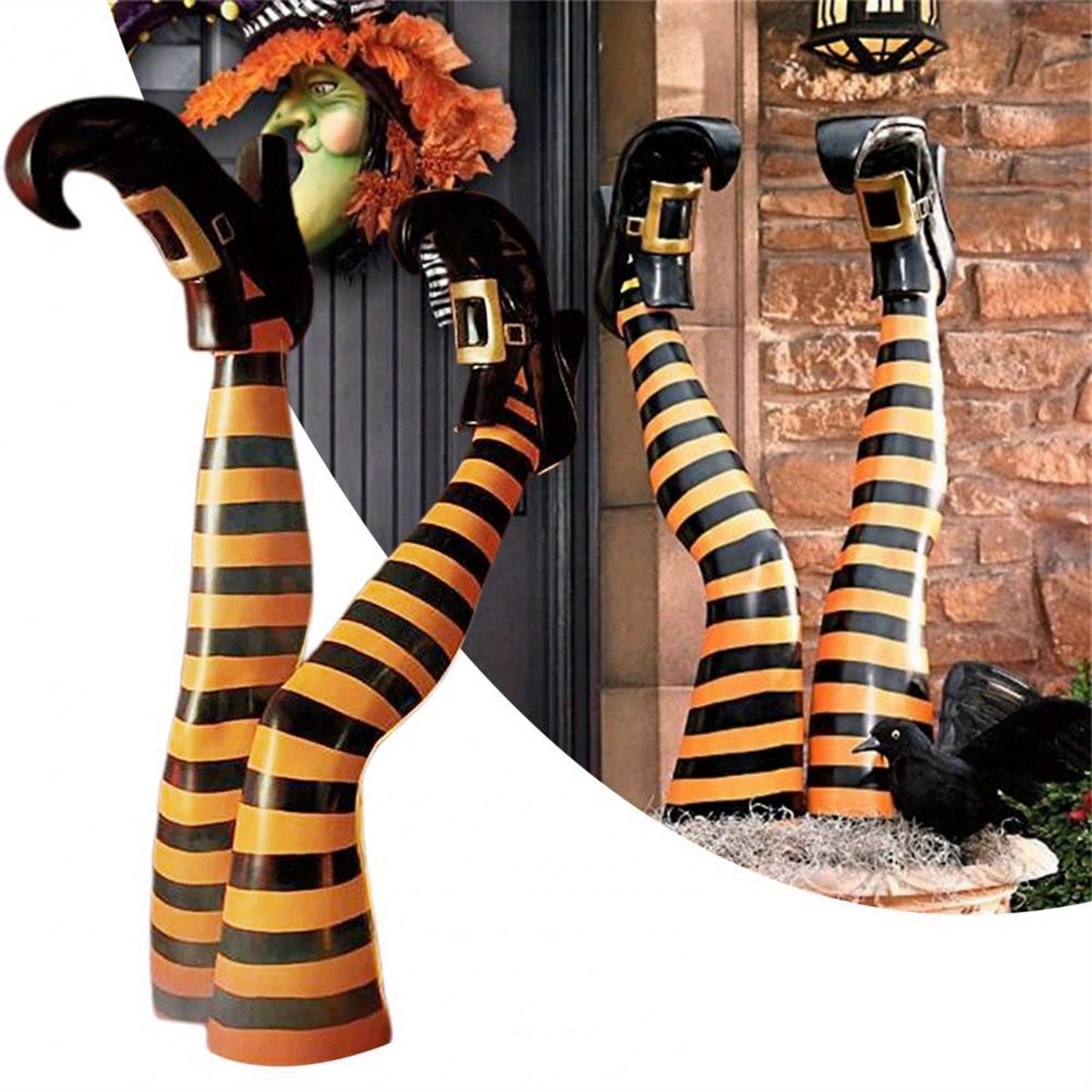 Halloween Ornament, Striped Leg Shaped Decorative Artware Desktop Decor for Home Shops