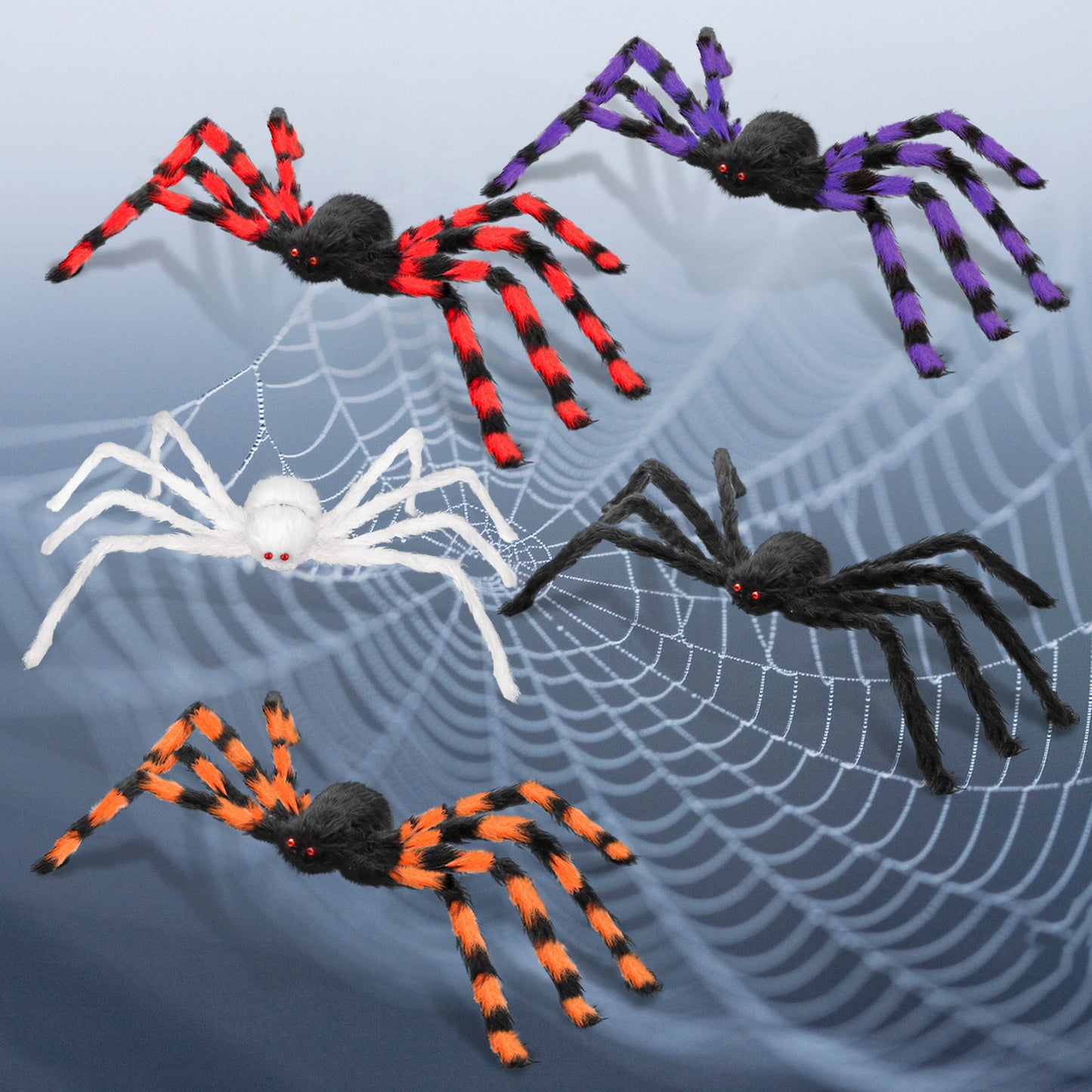 Halloween Decoration 2.95ft Giant Spider & 11.8ft Circular Cobweb with LED Light for Halloween Party - Best Halloween Gifts