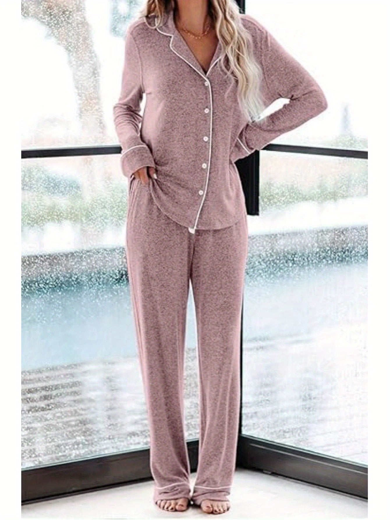 Women's Pajama Sets Long Sleeve Button Down Sleepwear Nightwear Soft Pjs Lounge Sets