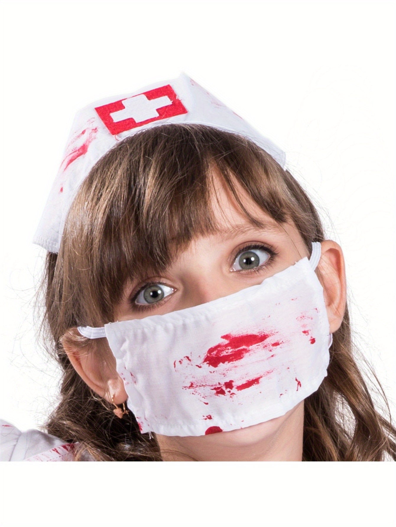 EraSpooky Girl's Halloween Zombie Nurse Dress with Headpiece and Mask