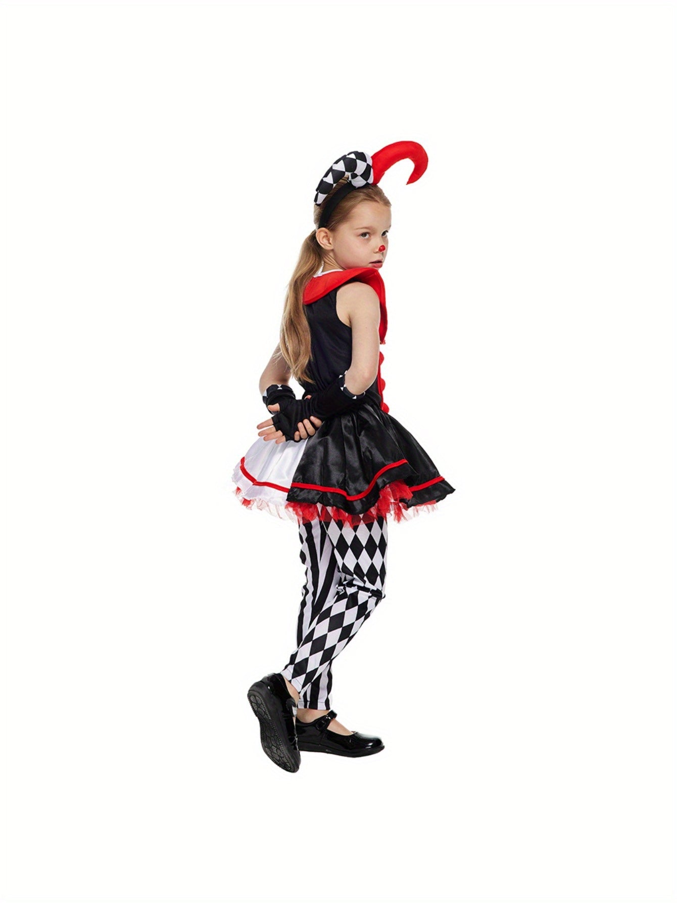 EraSpooky Girl's Halloween Killer Clown Costume with Headpiece and Gloves