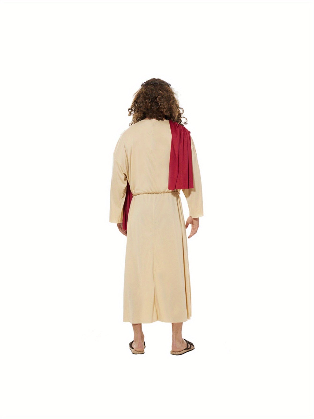 EraSpooky Men's Jesus Biblical Robe with Waist Rope, Wig and Thorn Headdress